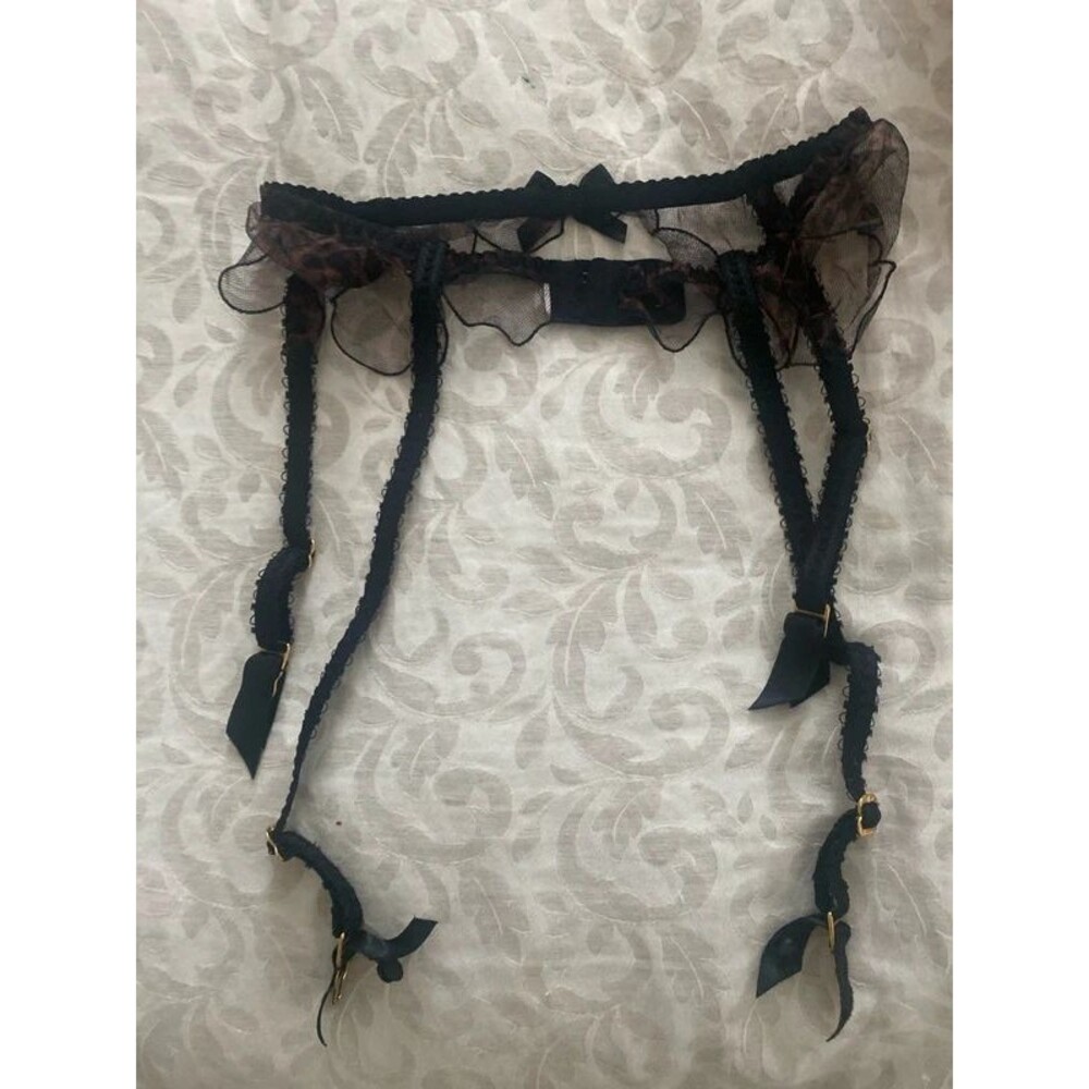 Agent Provocateur leopard mesh suspender belt